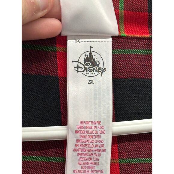 Disney Store Mickey Mouse Pajama top Womens Size 2XL Plaid Flannel Santa - Picture 6 of 6